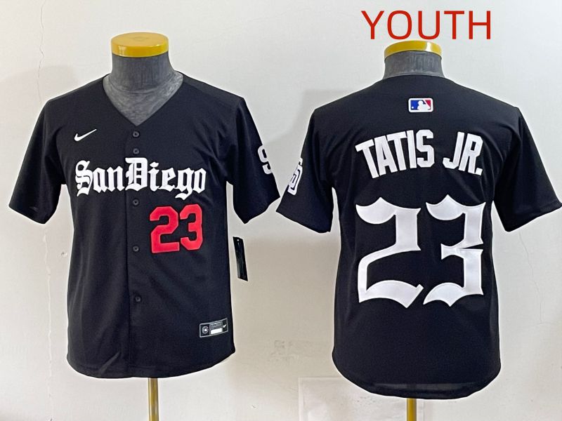 Youth 2025 San Diego Padres #23 Tatis jr Black Five generations Joint Name Nike MLB Jersey style 6->youth mlb jersey->Youth Jersey